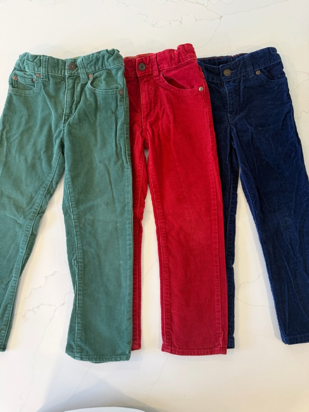 GAP and Carters Kids Corduroy Pants Trio - Green, Red, Navy